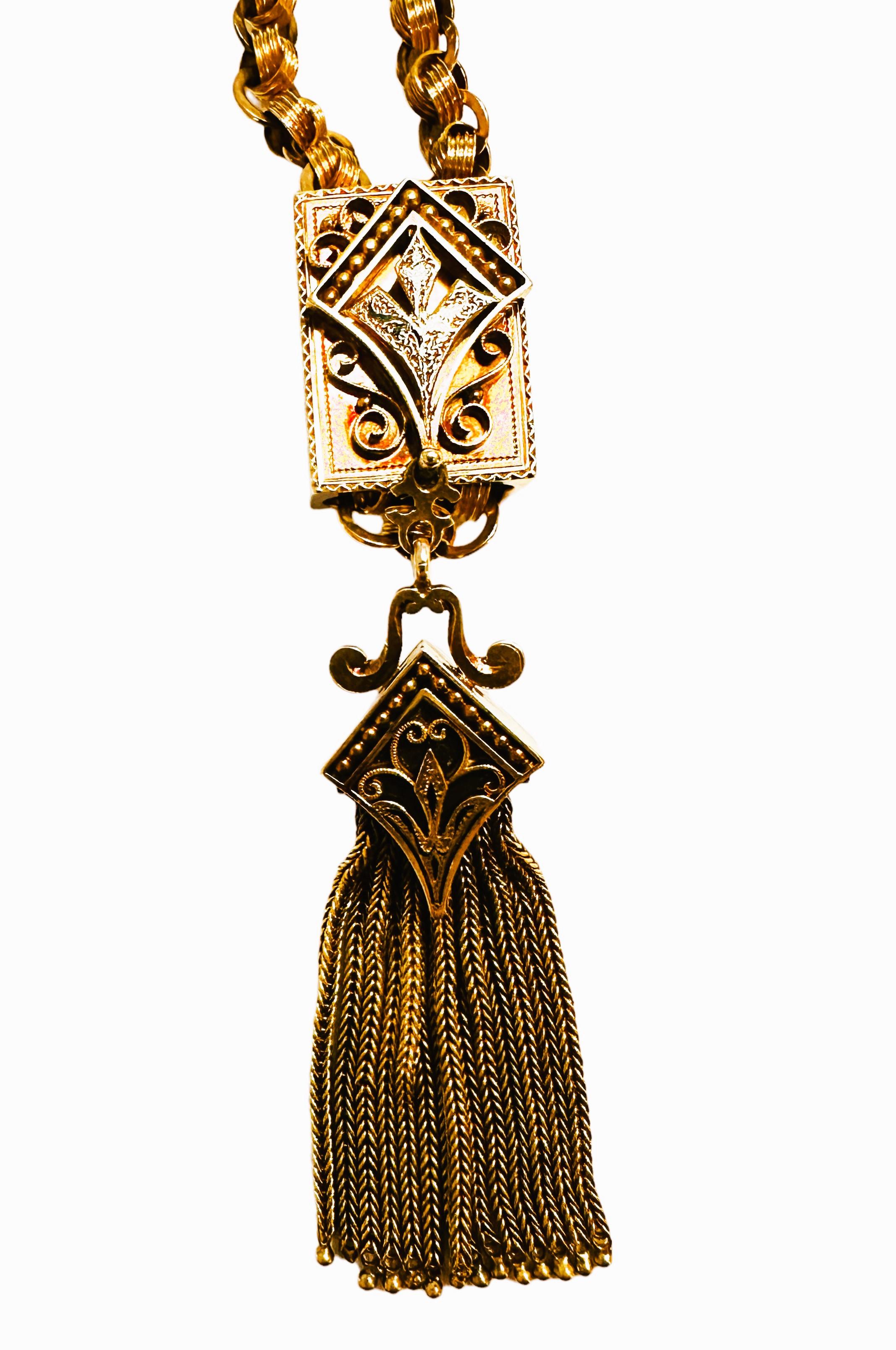 Antique Victorian 14K Gold 33 Inch Fancy Link Slide Necklace 84.54 Grams For Sale 6