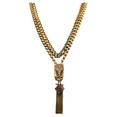 Antique Victorian 14K Gold 33 Inch Fancy Link Slide Necklace 84.54 Grams