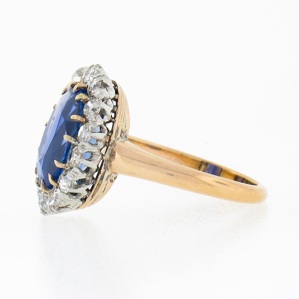 Antiker viktorianischer Verlobungsring, 14 Karat Gold AGL Ceylon unerhitzter Saphir & Diamant 4