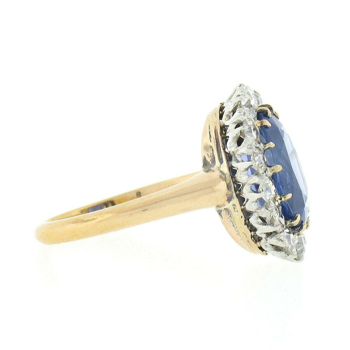 Antique Victorian 14k Gold AGL Ceylon No Heat Sapphire & Diamond Engagement Ring 4