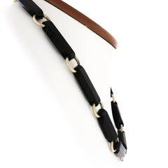 Antique Victorian 14K Gold Alternating Reddish Black Stone & Round Link Necklace