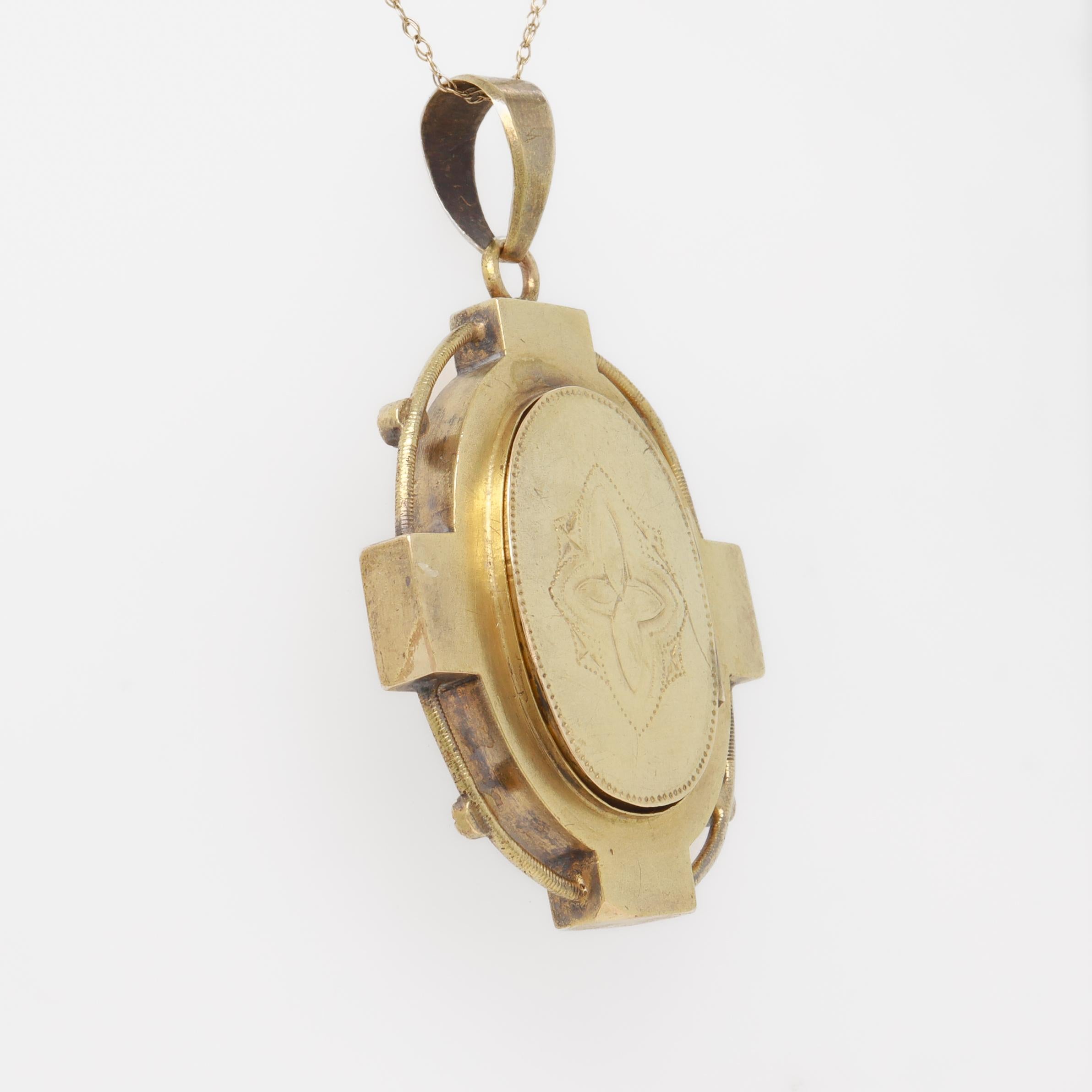 Antique Victorian 14k Gold and Seed Pearl Pendant Locket For Sale 7