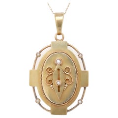 Antique Victorian 14k Gold and Seed Pearl Pendant Locket