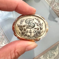 Antique Victorian 14K Gold and Silver Mourning Remembrance Brooch