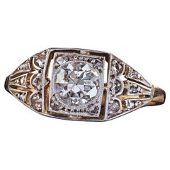 Antique Victorian 14K Gold and Silver Top Old Cut Diamond Engagement Ring - GIA