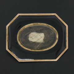 Antique Victorian 14k Gold Bezel Black Onyx & Mourning Hair Octagonal Pin Brooch