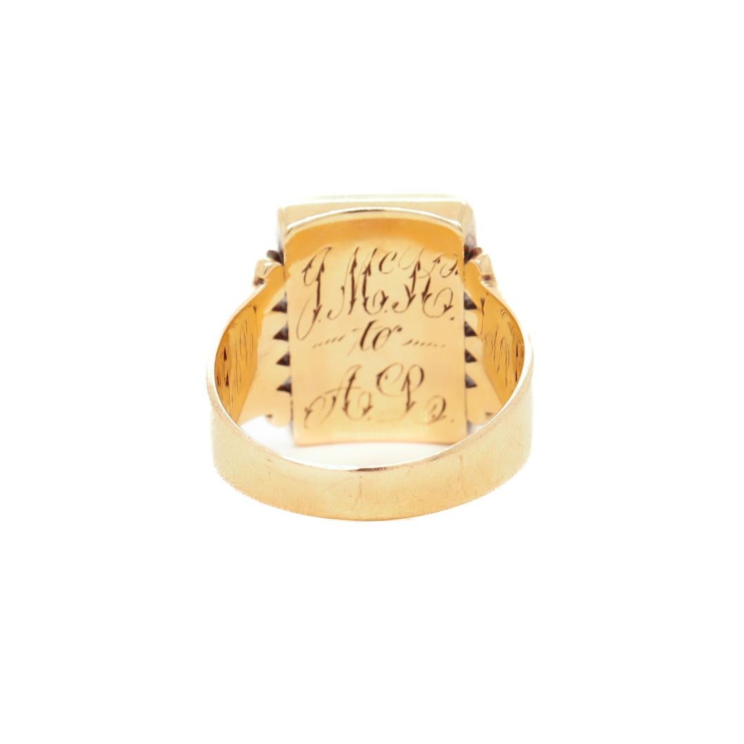 Antique Victorian 14k Gold & Bloodstone Cabochon Signet Ring 3