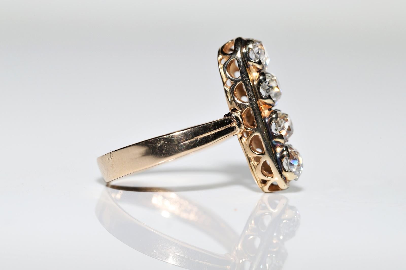 Antique Victorian 14k Gold Circa 1900s Natural Old Cut Diamond Decorated Ring For Sale 5
