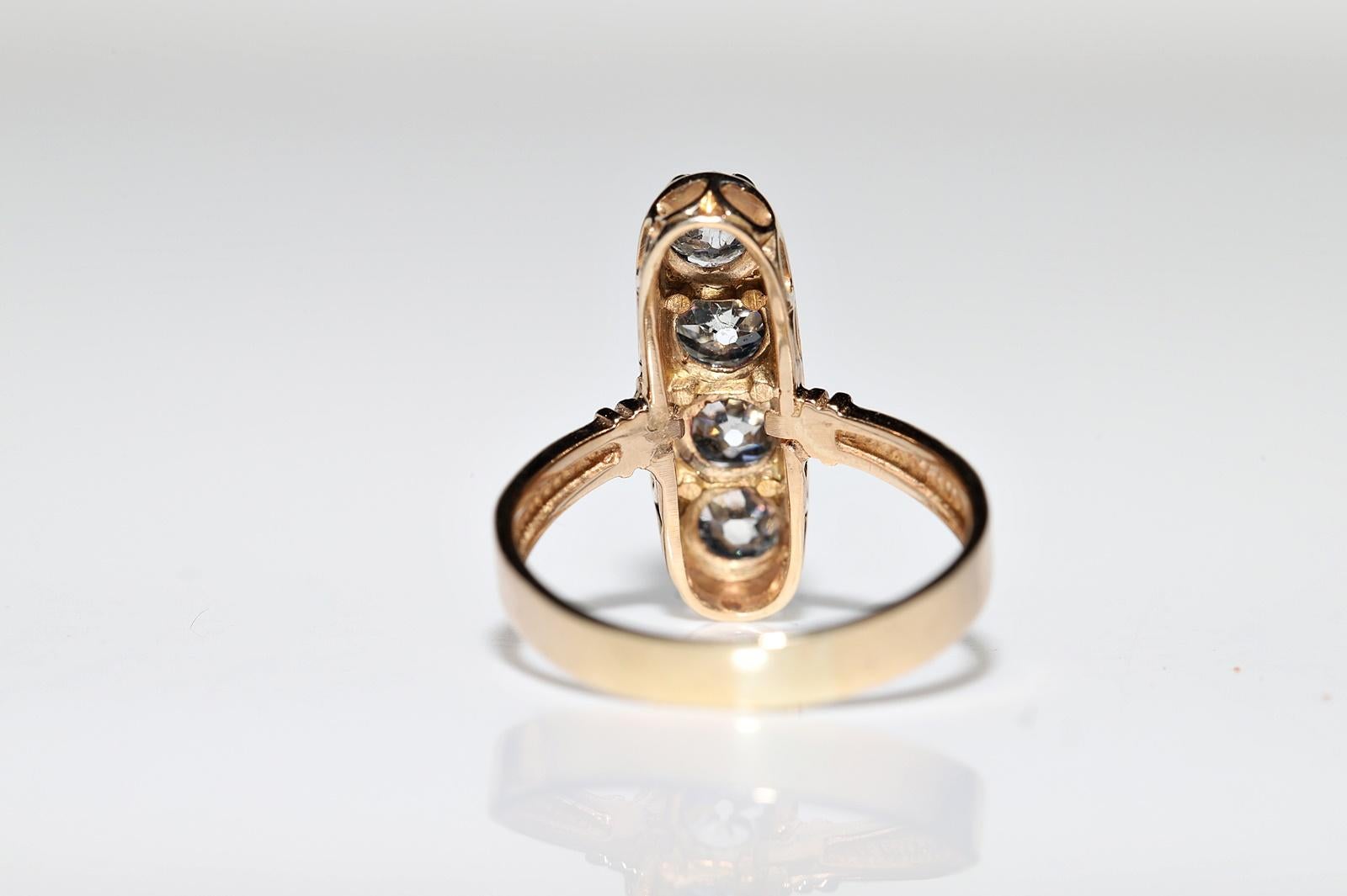 Antique Victorian 14k Gold Circa 1900s Natural Old Cut Diamond Decorated Ring For Sale 6