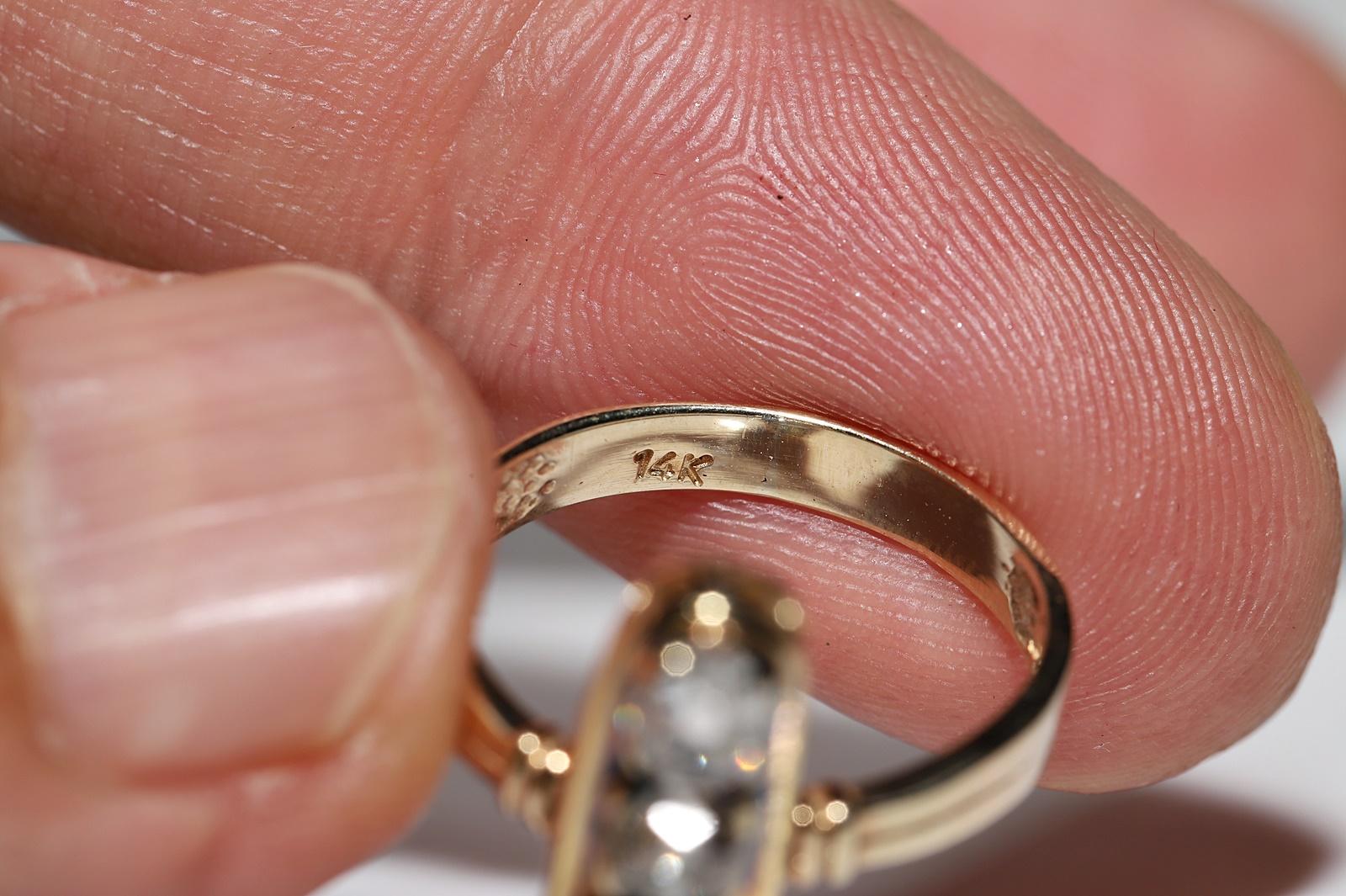 Antique bague victorienne en or 14k Circa 1900s diamant naturel taille ancienne décorée en vente 9