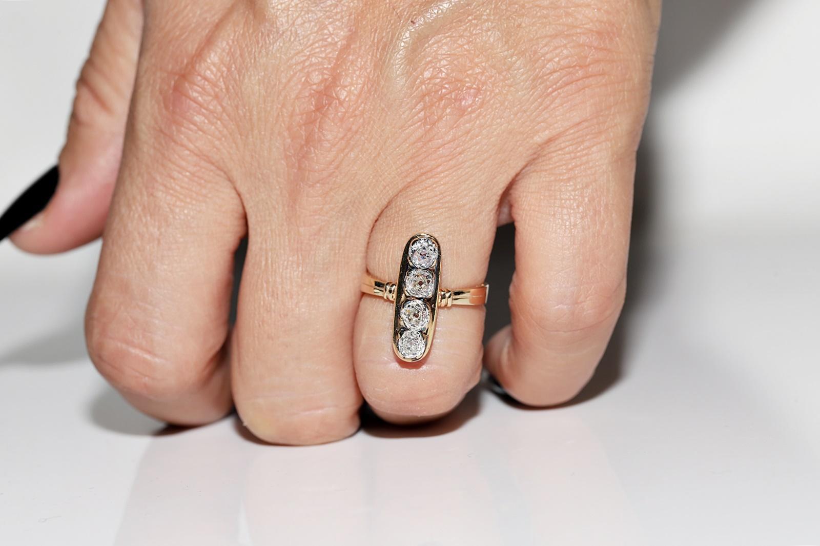 Antiker viktorianischer 14k Goldring mit natürlichem Diamanten im Altschliff, um 1900 (Spätviktorianisch) im Angebot