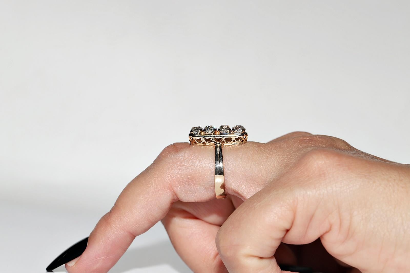 Taille vieille mine Antique bague victorienne en or 14k Circa 1900s diamant naturel taille ancienne décorée en vente