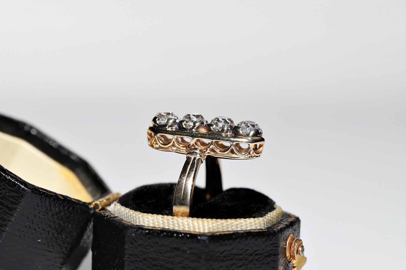 Antique bague victorienne en or 14k Circa 1900s diamant naturel taille ancienne décorée Bon état - En vente à Fatih/İstanbul, 34