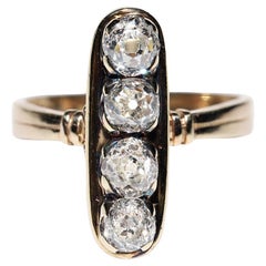 Antico anello vittoriano in oro 14k del 1900 circa con diamante naturale taglio antico decorato