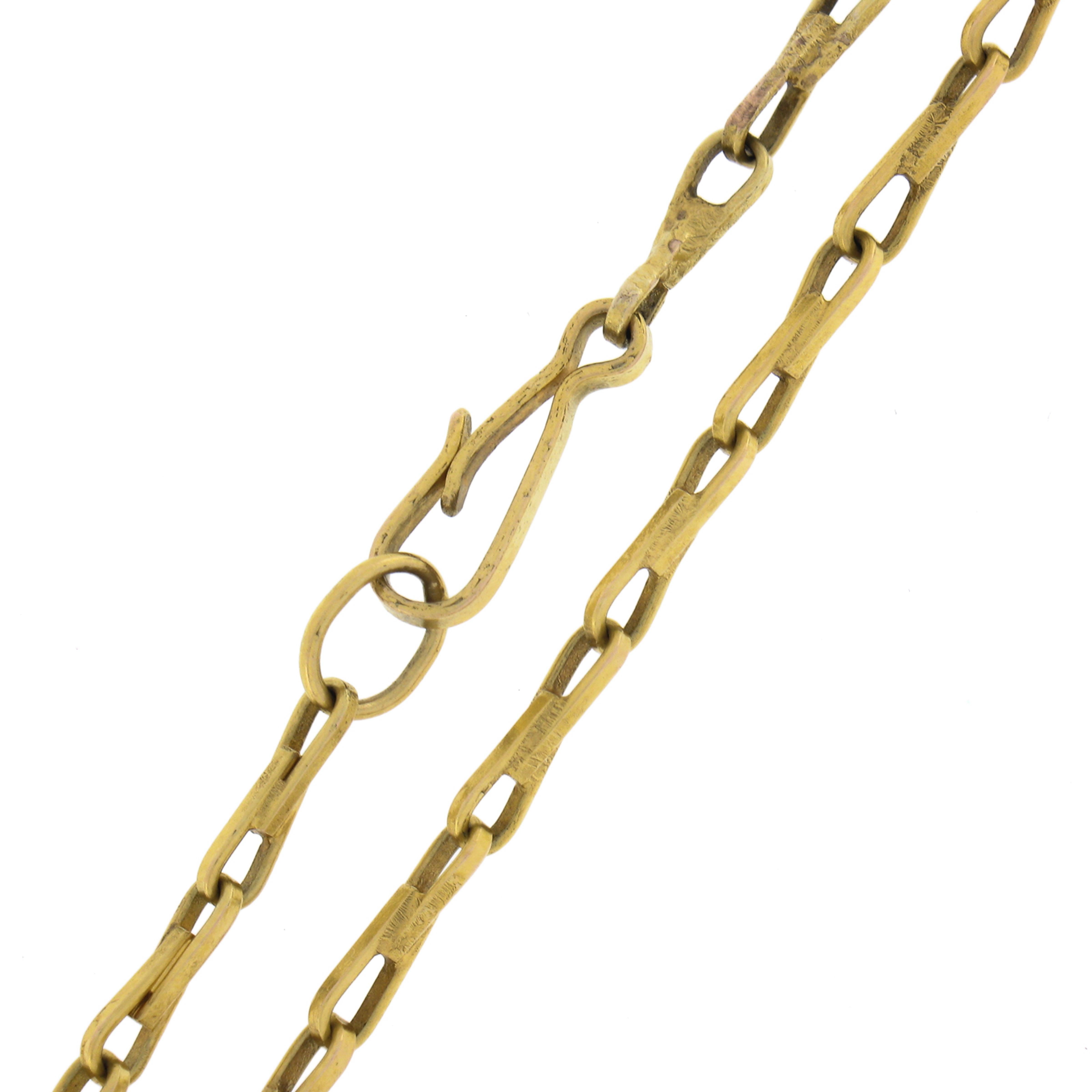 Antique Victorian 14k Gold Diamond & Pearl Locket Pendant & Fancy Link Chain For Sale 2