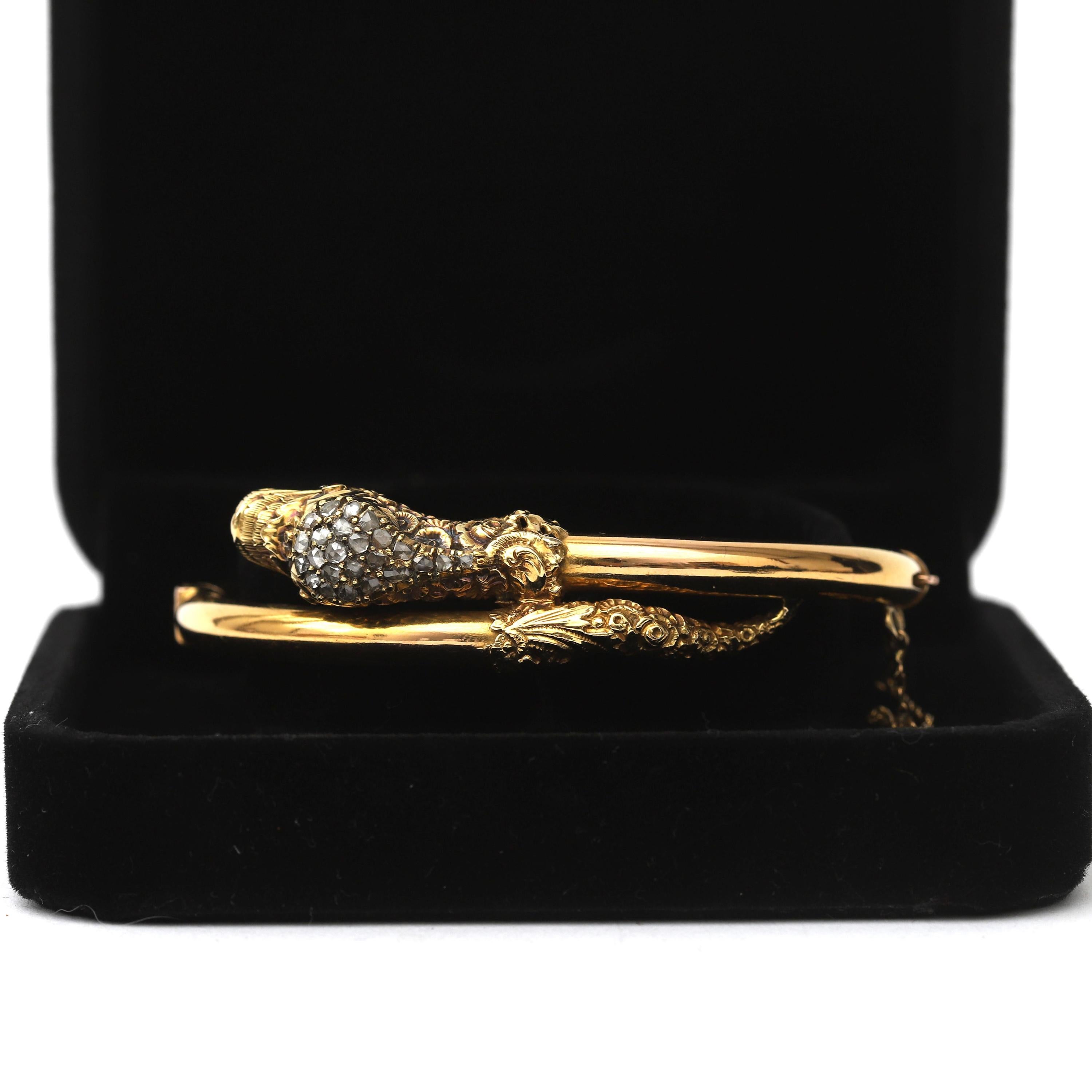 Antique bracelet serpent victorien en or 14K avec diamants en vente 6
