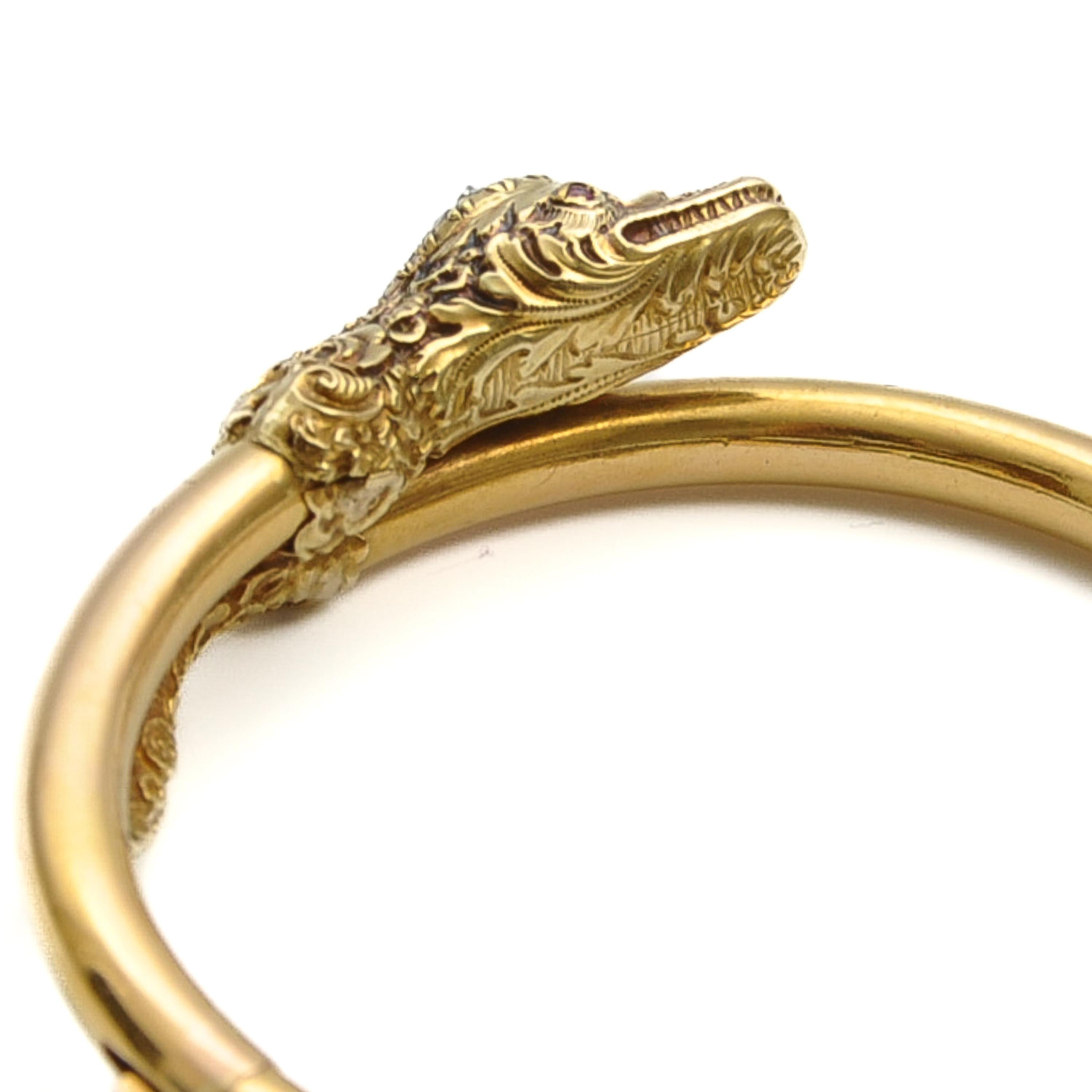 Women's Antique Victorian 14K Gold Diamond Snake Bracelet For Sale