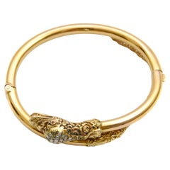 Antique bracelet serpent victorien en or 14K avec diamants