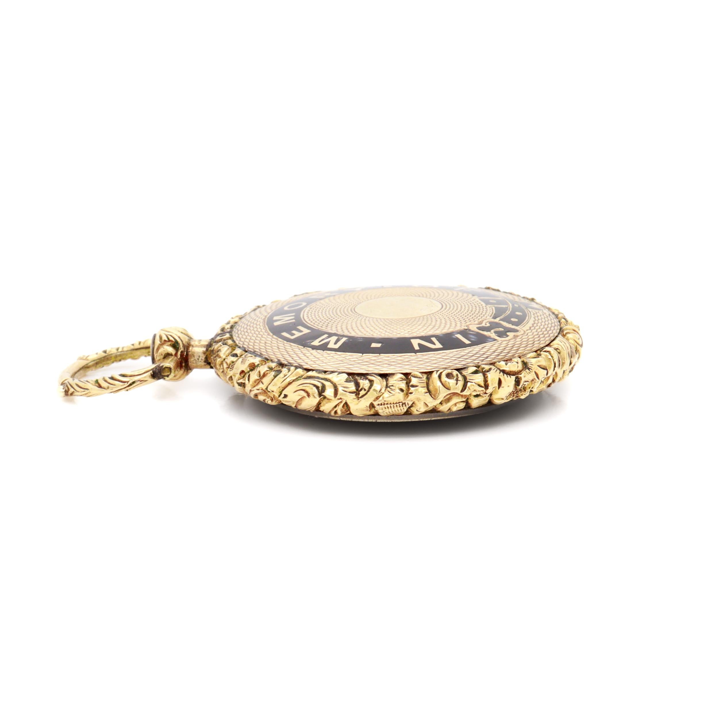 Antique Victorian 14K Gold, Enamel, & Hair Art Mourning Locket Pendant For Sale 6