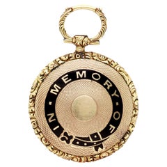 Antique Victorian 14K Gold, Enamel, & Hair Art Mourning Locket Pendant