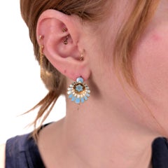 Antique Victorian 14K Gold & Enamel Shell Earrings