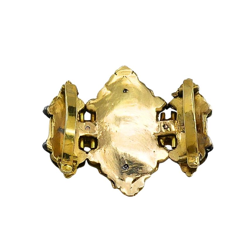 Pietra preziosa antica vittoriana in oro 14K  Fibbia smaltata in vendita 4
