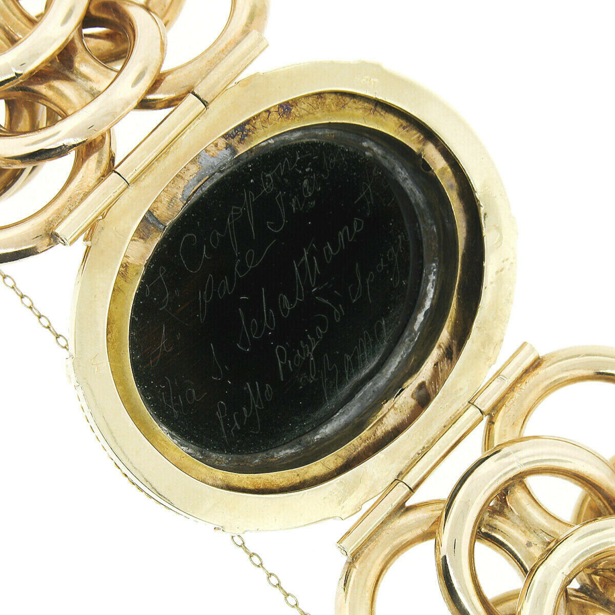 Antique Victorian 14k Gold Large Black Onyx Cameo & Pearl Hand Engraved Bracelet 2