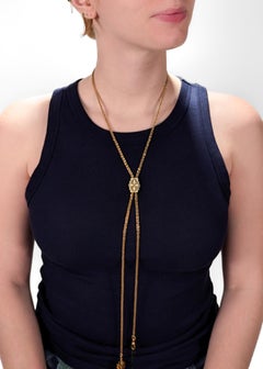 Antique Victorian 14k Gold Leontine Chain Necklace with a Rectangular Slide