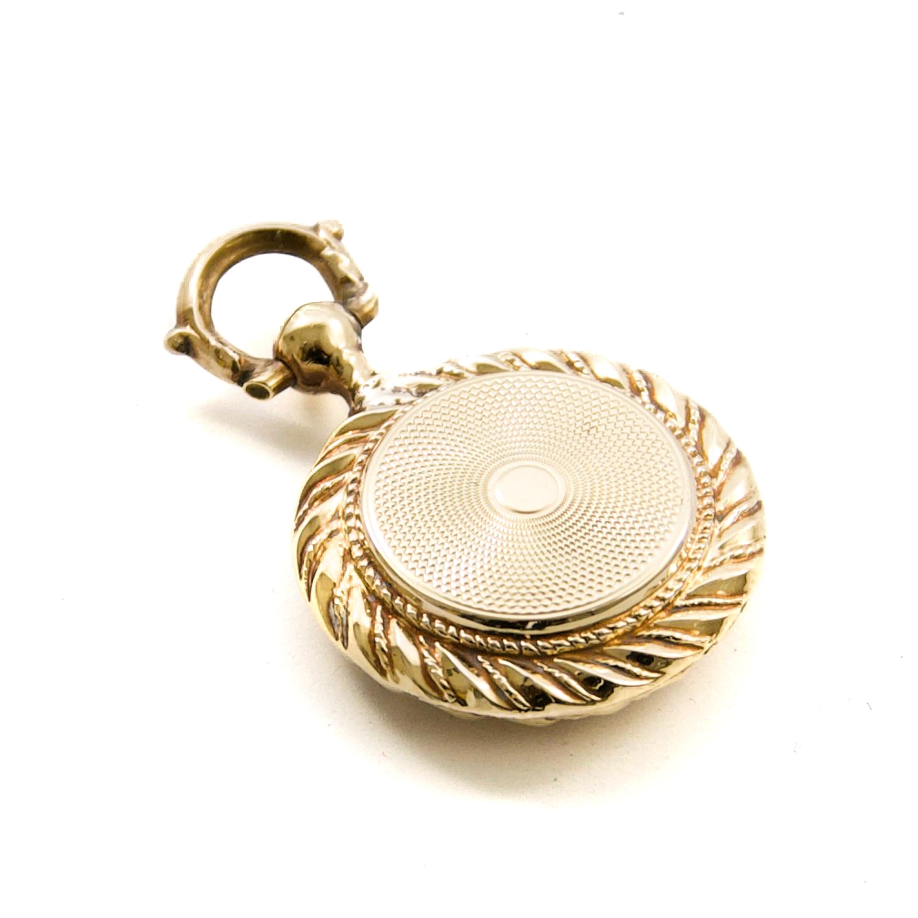 Antique Victorian 14K Gold Locket Pendant with Woven Hair, Memorial Jewelry For Sale 1
