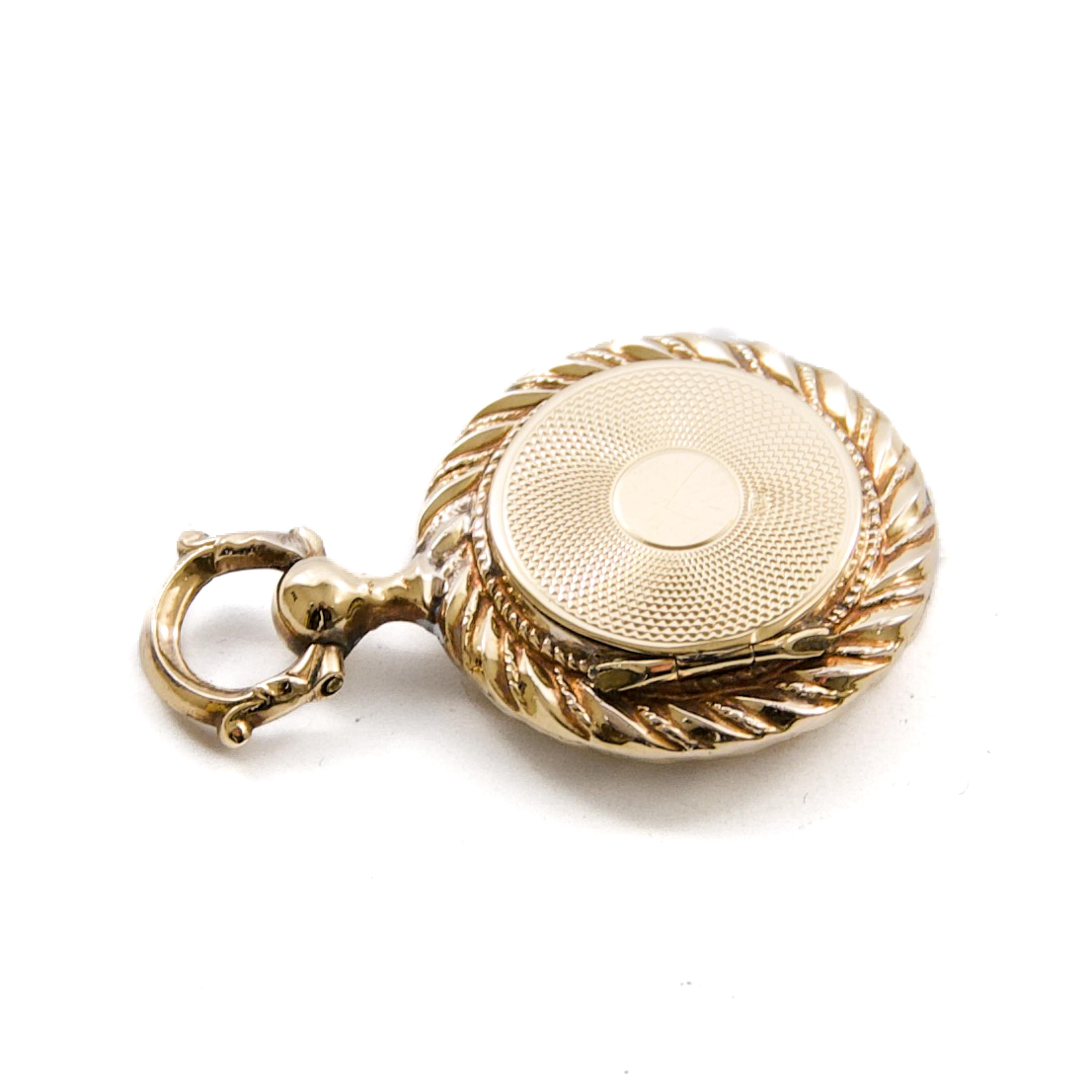 Antique Victorian 14K Gold Locket Pendant with Woven Hair, Memorial Jewelry For Sale 2