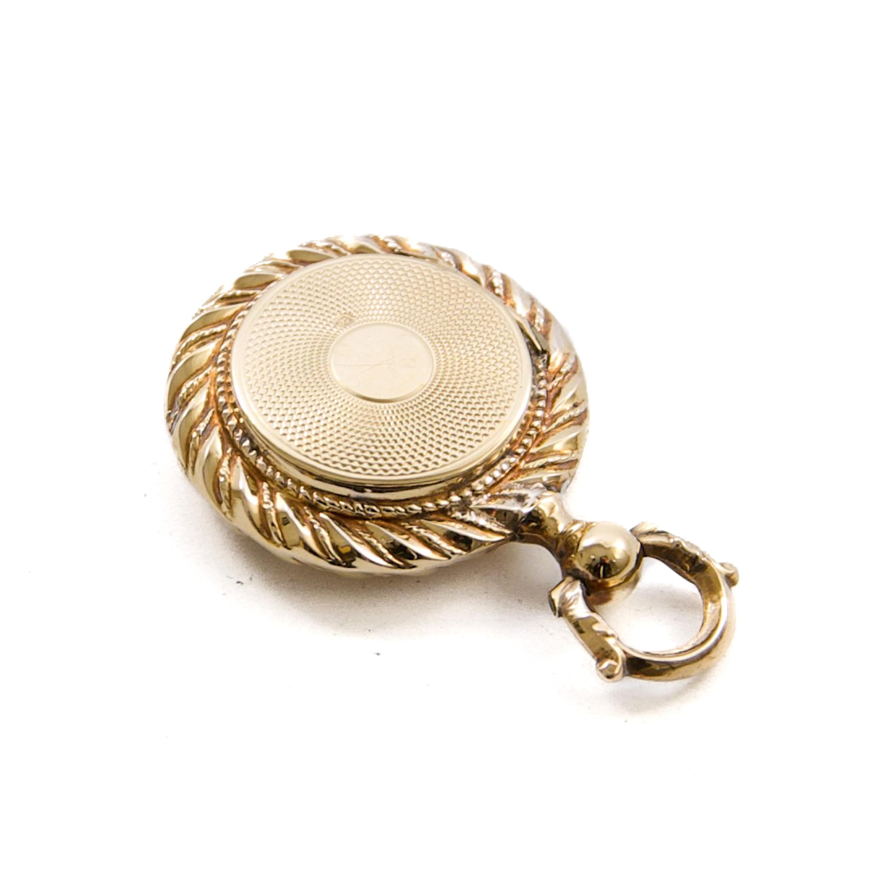 Antique Victorian 14K Gold Locket Pendant with Woven Hair, Memorial Jewelry For Sale 3