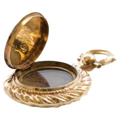 Antique Victorian 14K Gold Locket Pendant with Woven Hair, Memorial Jewelry