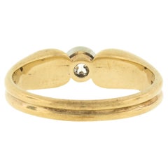 Antique Victorian 14K Gold Old European Diamond Solitaire Ring w/ Grooved Sides