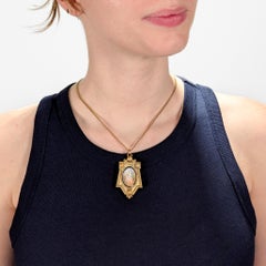 Antique Victorian 14K Gold, Porcelain & Enamel Pendant Locket after Fontenay