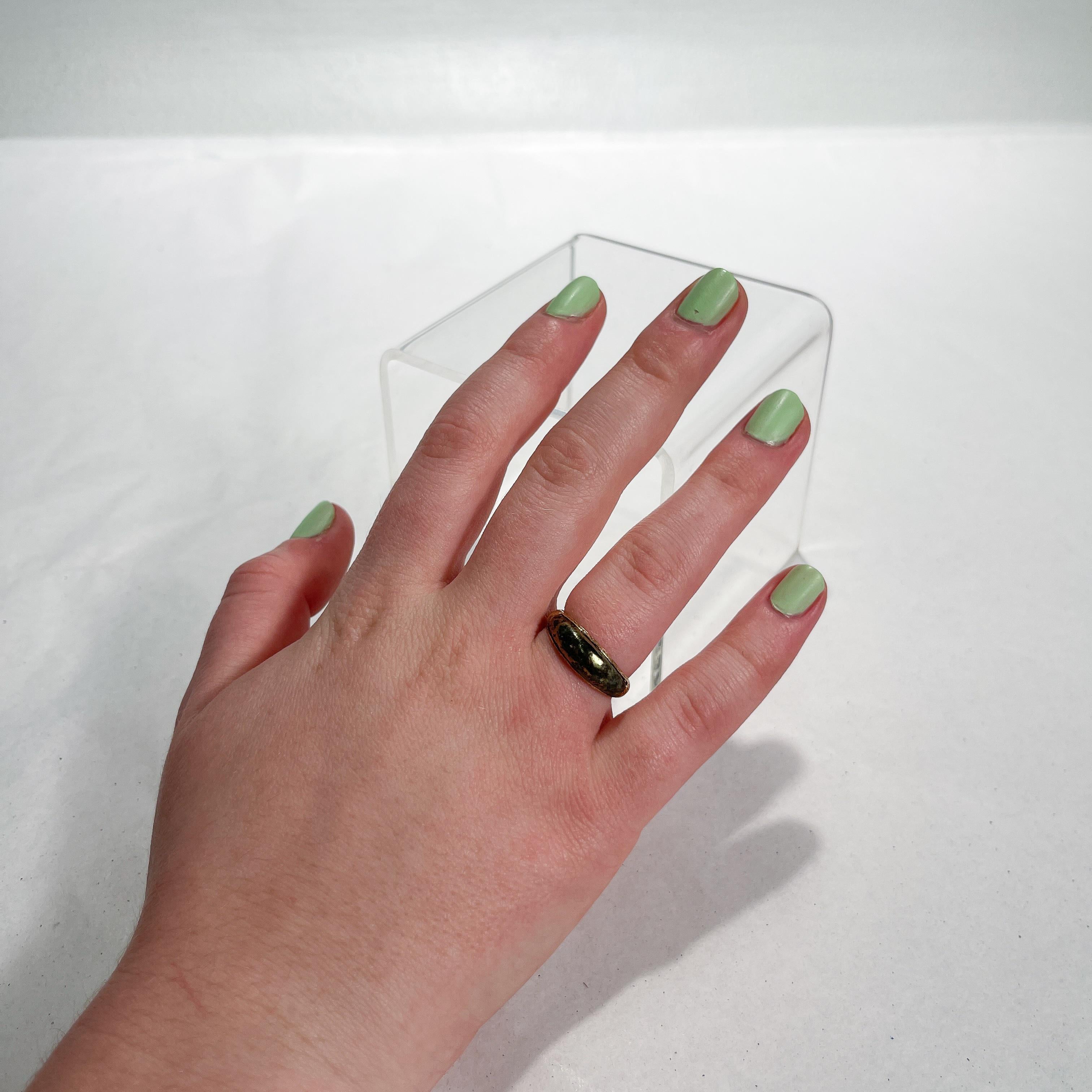 Antique Victorian 14K Gold & Pyrite or Gold Quartz Signet / Band Ring For Sale 5