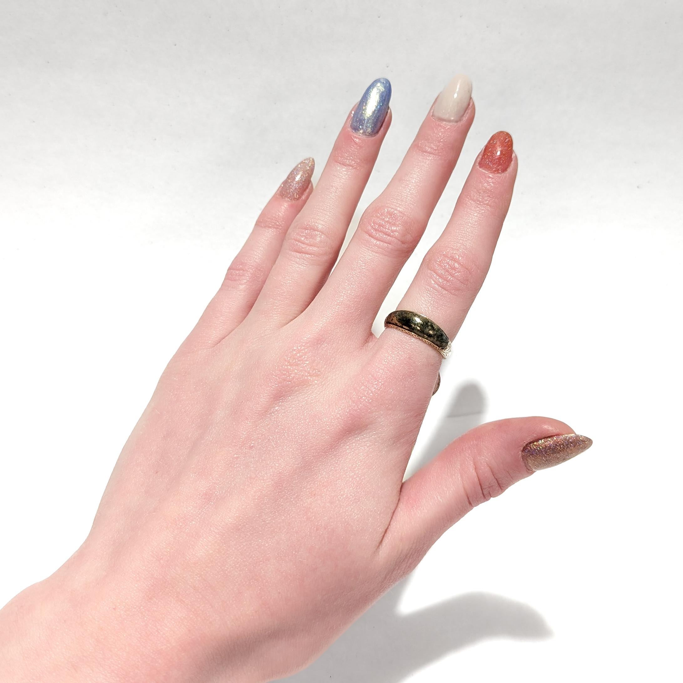 Antique Victorian 14K Gold & Pyrite or Gold Quartz Signet / Band Ring For Sale 10