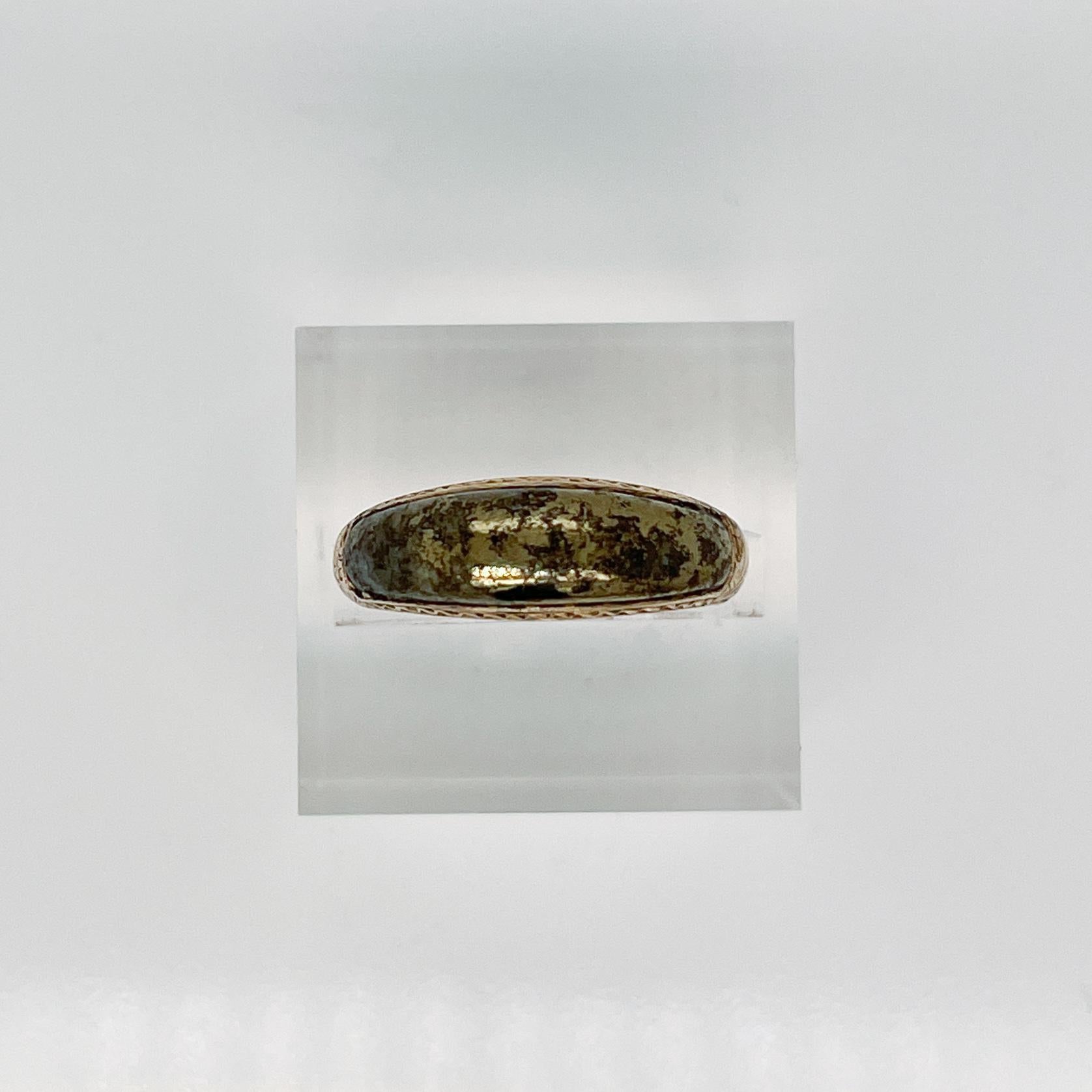 Bracelet jonc victorien ancien en or 14 carats et quartz pyrite ou or Bon état - En vente à Philadelphia, PA