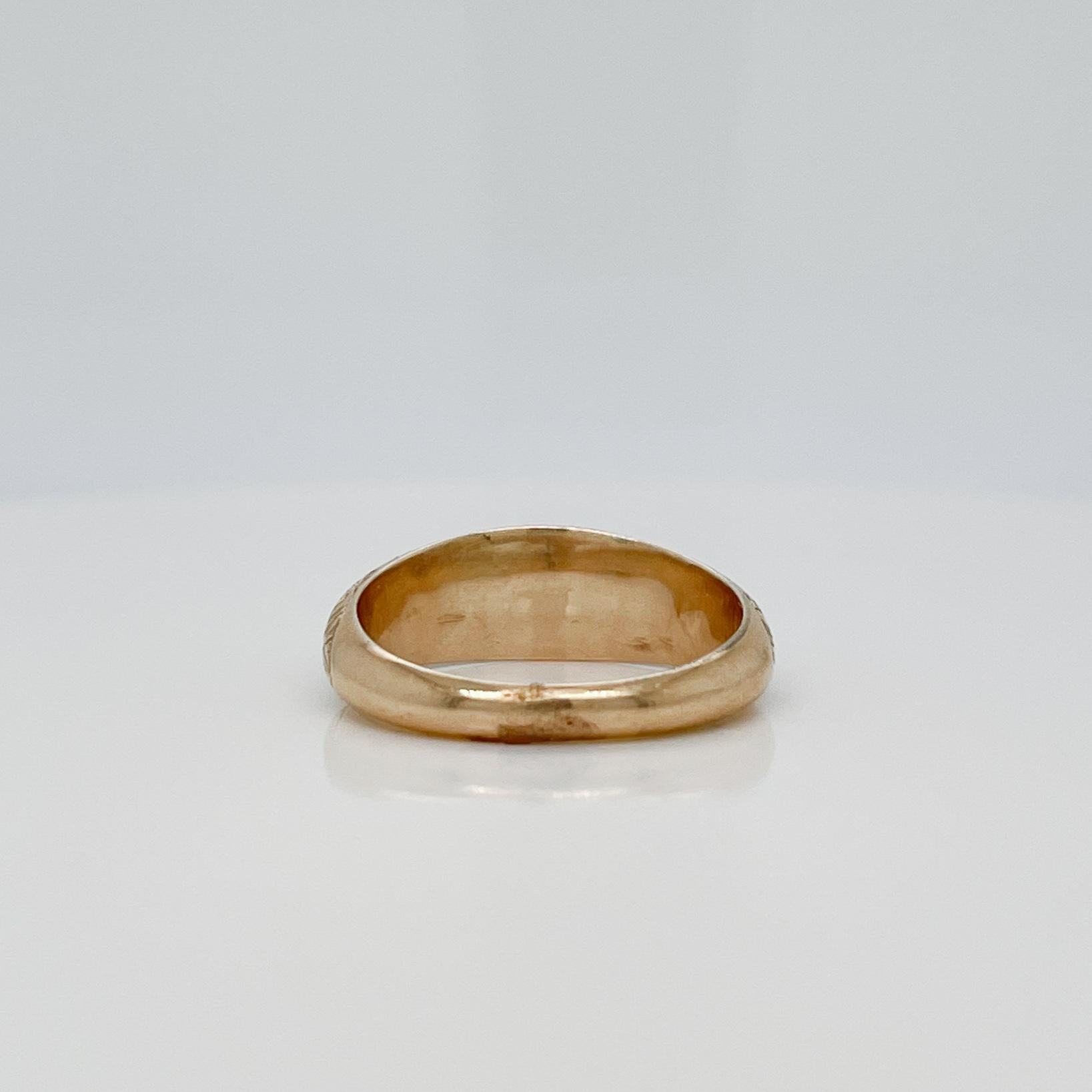 Women's or Men's Antique Victorian 14K Gold & Pyrite or Gold Quartz Signet / Band Ring For Sale