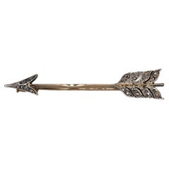 Antique Victorian 14K Gold Rose Cut Diamond Arrow Bar Brooch