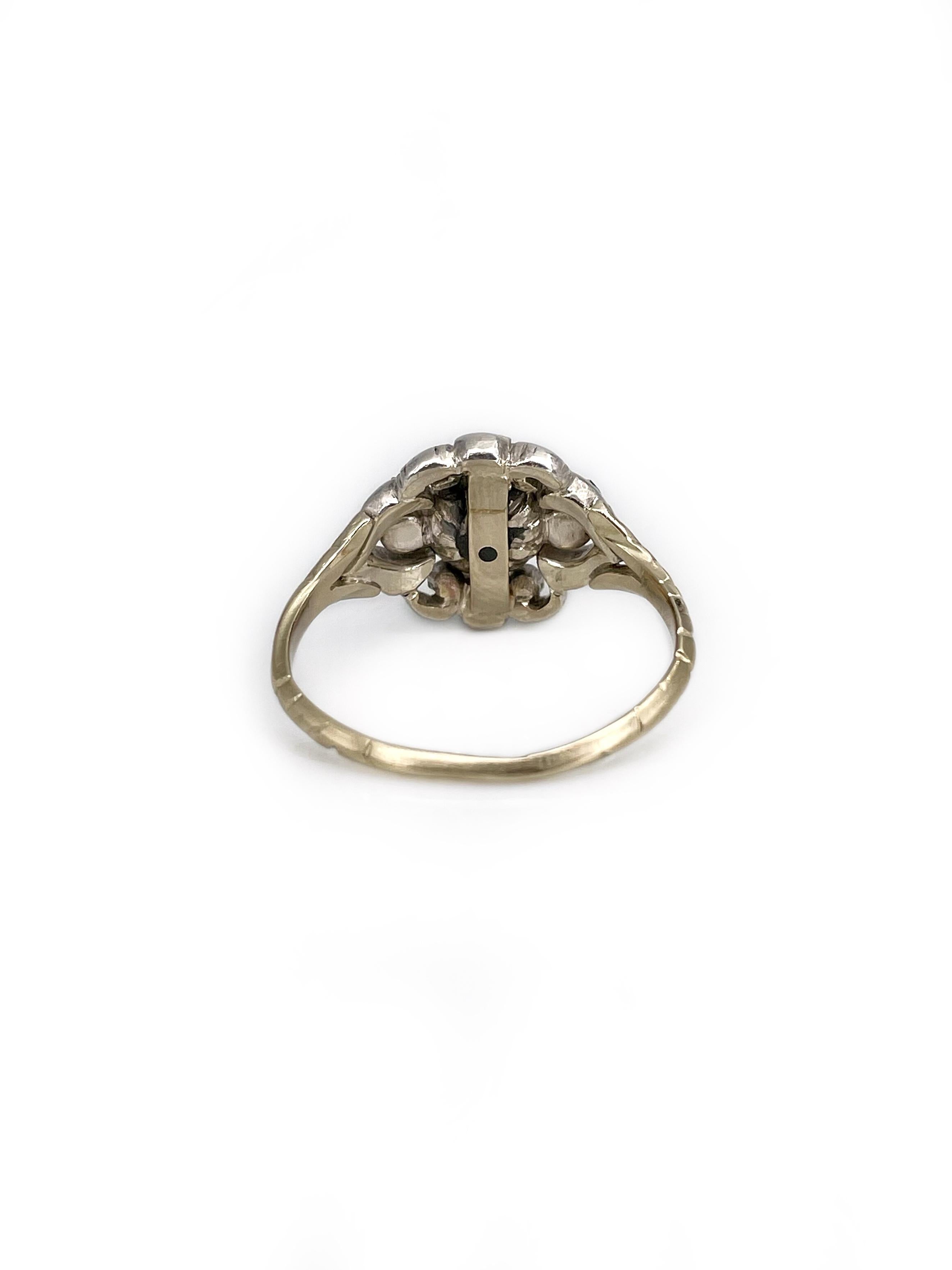 Antique Victorian 14K Gold Rose Cut Diamond Engagement Ring In Good Condition In Vilnius, LT