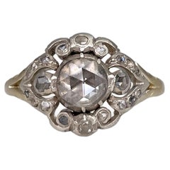Antique Victorian 14K Gold Rose Cut Diamond Engagement Ring