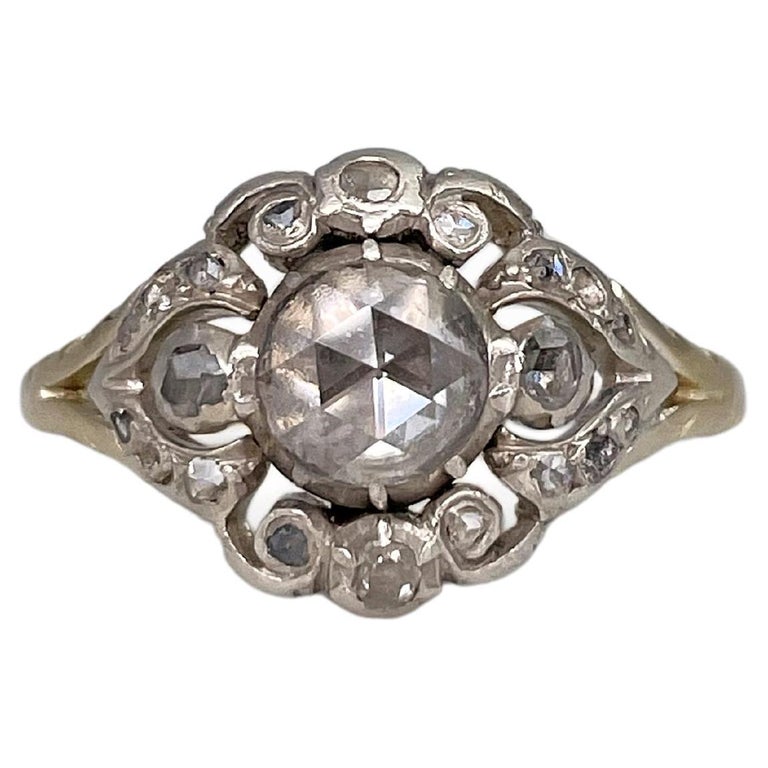 Antique Victorian 14K Gold Rose Cut Diamond Engagement Ring at 1stDibs
