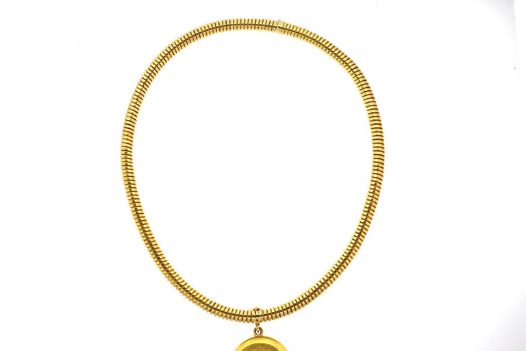 Antique Victorian Russian Ruby Gold Horseshoe Pendant Gaspipe Necklace