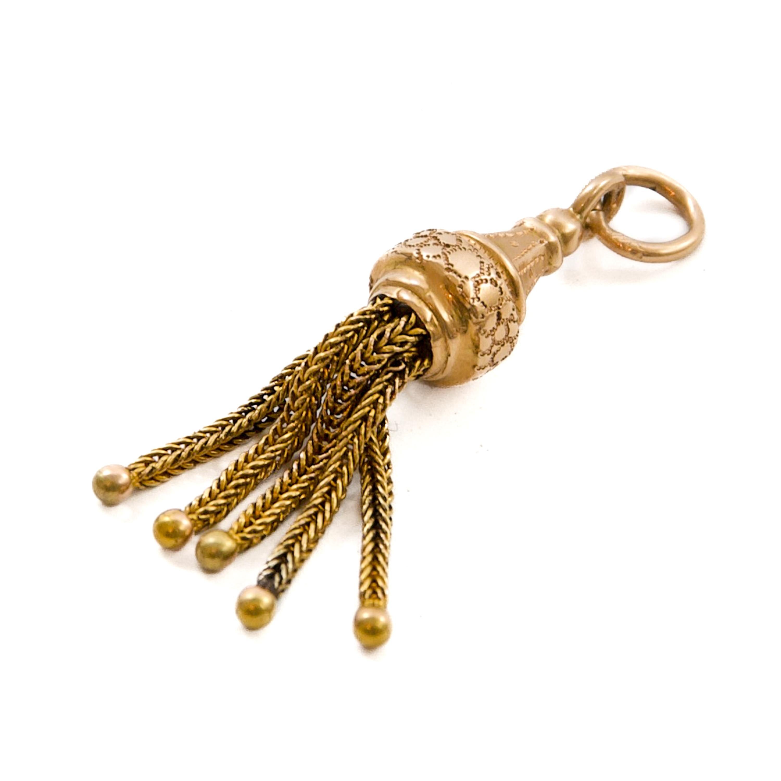 Antico ciondolo vittoriano con nappe in oro 14K, CIRCA 1880 In condizioni buone in vendita a Rotterdam, NL