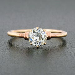Antique Victorian 14K Rose Gold .59ct European Diamond Solitaire Engagement Ring