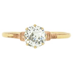 Antique Victorian 14K Rose Gold .59ct European Diamond Solitaire Engagement Ring
