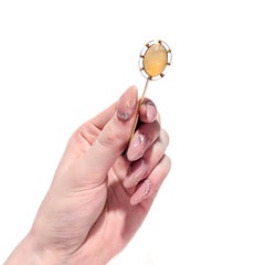 Antique Victorian 14k Rose Gold & Agate Cabochon Stickpin