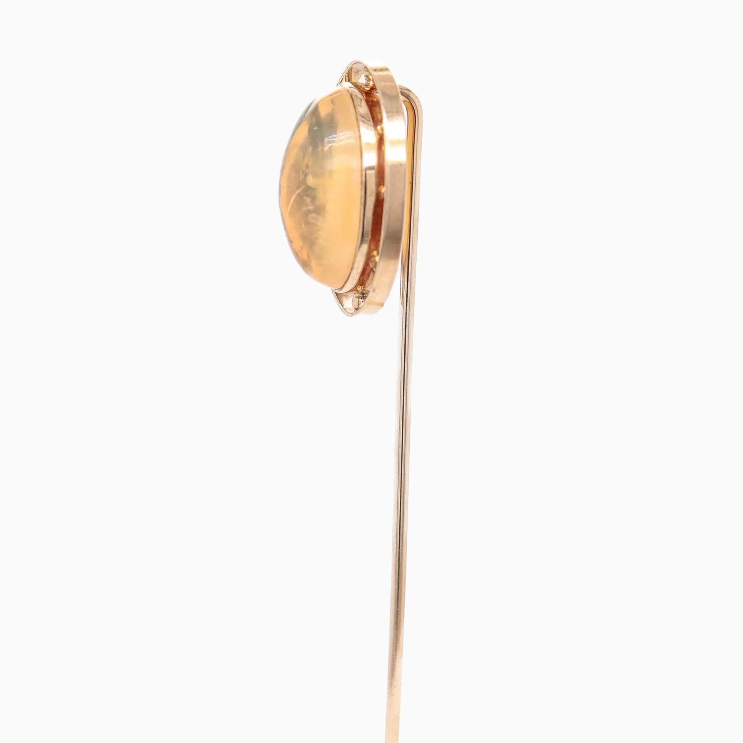 Antique Victorian 14k Rose Gold & Agate Cabochon Stickpin For Sale 1