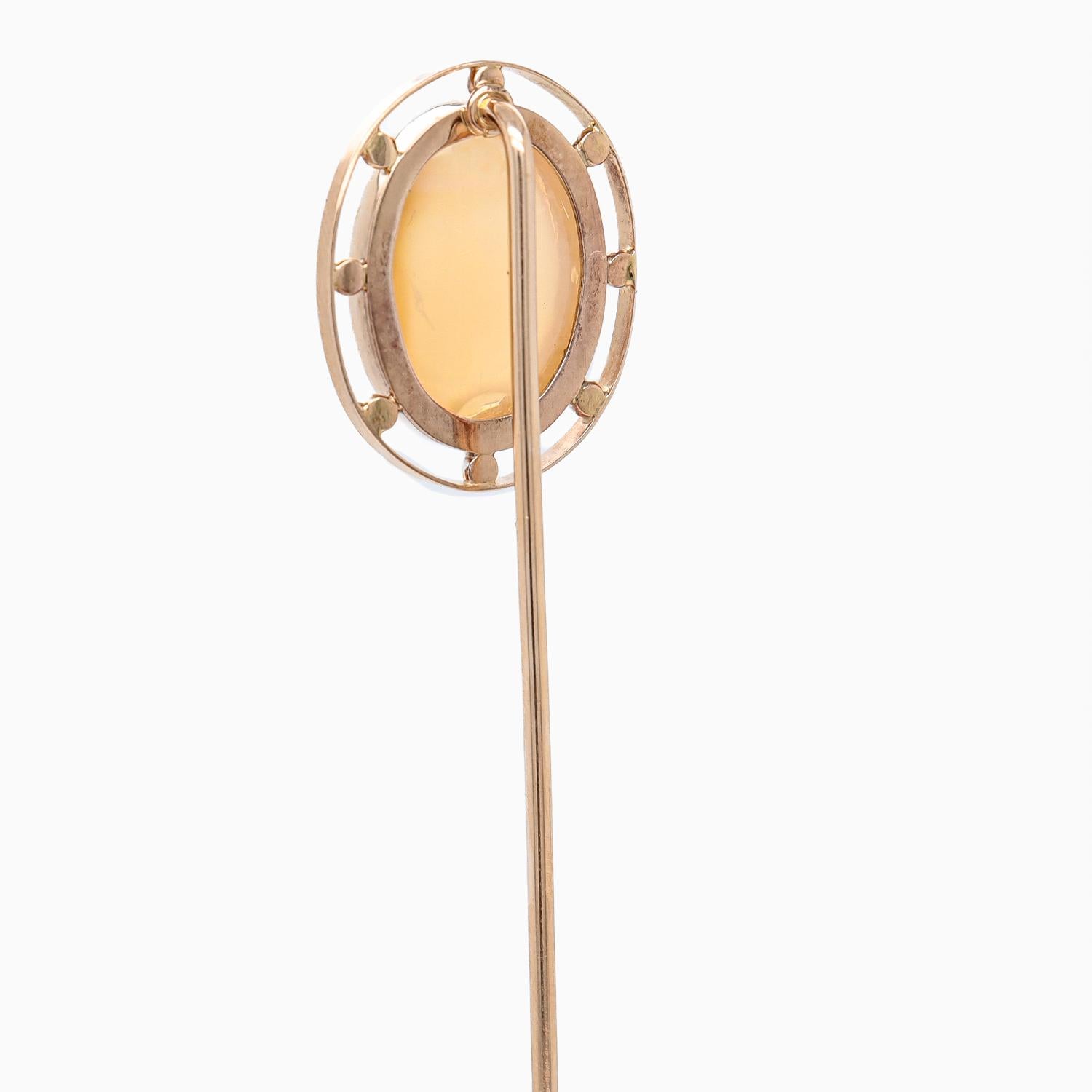 Antique Victorian 14k Rose Gold & Agate Cabochon Stickpin For Sale 2
