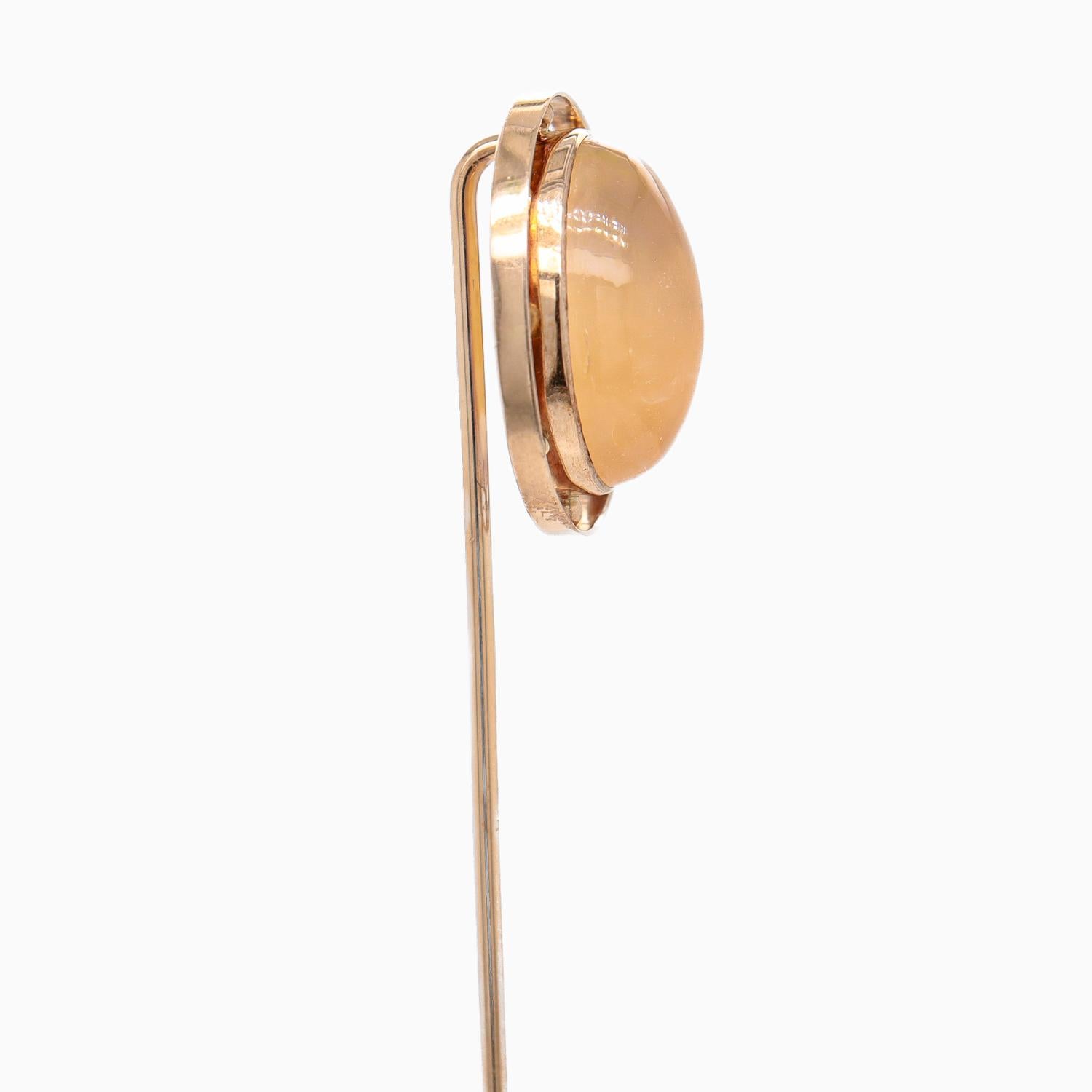 Antique Victorian 14k Rose Gold & Agate Cabochon Stickpin For Sale 3